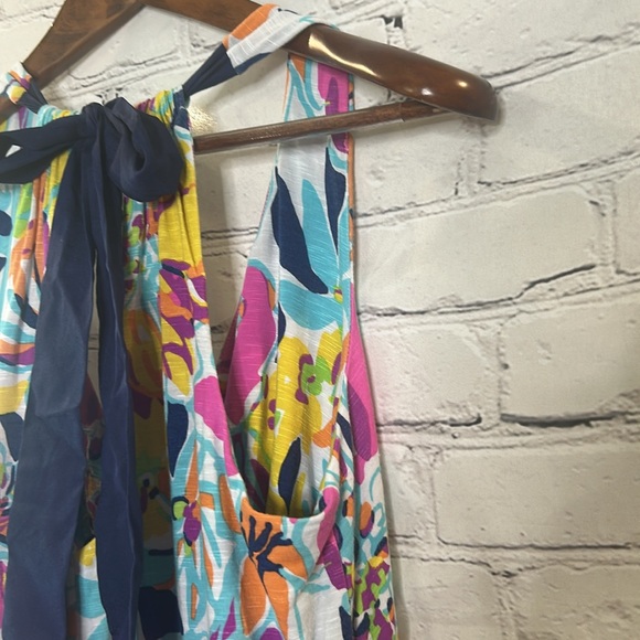 Lilly Pulitzer Amanda Besame Mucho Pink Blue Floral Maxi Dress Size XL - Picture 13 of 15